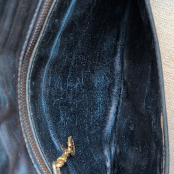 Vintage Celine Macadam Navy and Gold Canvas Foldover Clutch - Picture 11 of 11